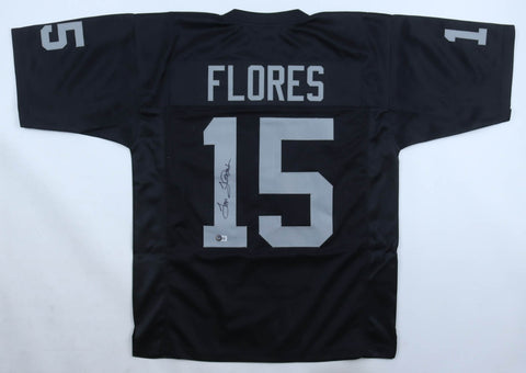 Tom Flores Signed Raiders Jersey (Beckett) Oakland Q.B. 1960-1966 / HOF 2021
