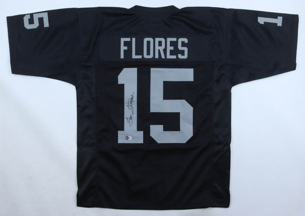 Tom Flores Signed Raiders Jersey (Beckett) Oakland Q.B. 1960-1966 / HOF 2021