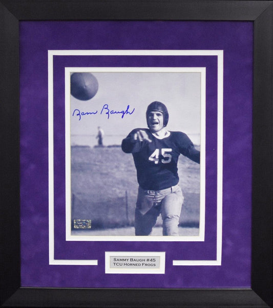 SAMMY BAUGH AUTOGRAPHED TCU HORNED FROGS 8x10 FRAMED PHOTO COA