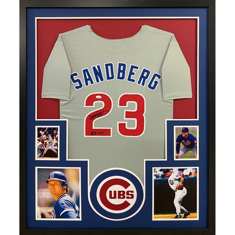 Ryne Sandberg Autographed Signed Framed Chicago Cubs Jersey JSA