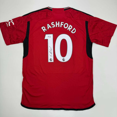 Autographed/Signed Marcus Rashford Manchester United Red Jersey Beckett BAS COA
