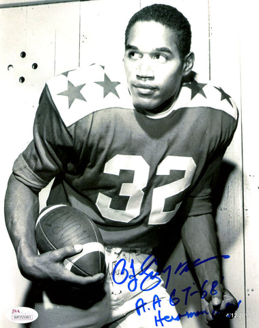 O.J. Simpson Autographed USC Trojans 8x10 Photo Heisman 68 & AA 68 JSA 42495