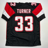 Autographed/Signed Michael Turner Atlanta Black Football Jersey Beckett BAS COA