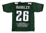 Saquon Barkley Signed Green 2024 SB Stat Football Jersey PSA/DNA