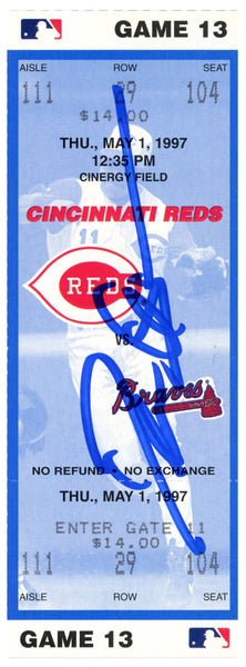 Deion Sanders Signed Cincinnati Reds 5/1/1997 vs Braves Ticket BAS 37200