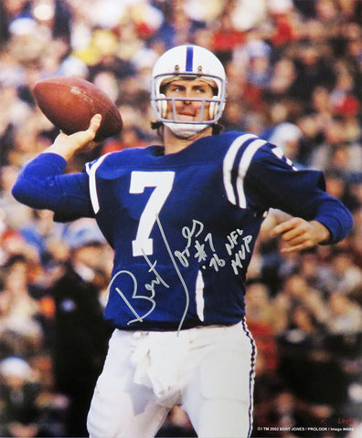 Bert Jones Signed Colts Passing Action 16x20 Photo w/76 NFL MVP - (SCHWARTZ COA)