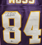 Randy Moss Signed Minnesota Vikings M&N sz 44 Jersey w/Insc. Beckett 40885