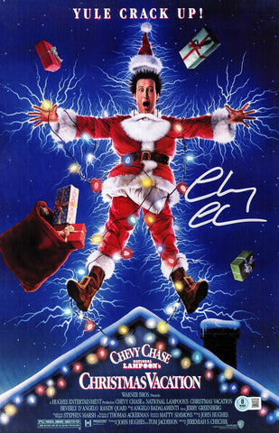 CHEVY CHASE AUTOGRAPHED 11X17 CHRISTMAS VACATION POSTER GRISWOLD BECKETT 236576