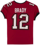 Framed Tom Brady Buccaneers Super Bowl LV Champs Signed Red Jersey "LV MVP" Insc