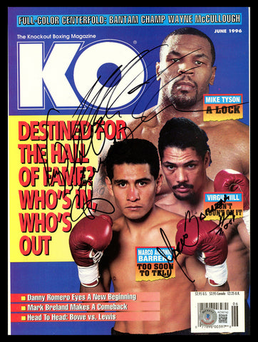 Mike Tyson, Marco Antonio Barrera & Virgil Hill Autographed KO Magazine Beckett
