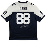 Cowboys CeeDee Lamb Signed Navy Blue Thanksgiving Nike Game Jersey Fanatics