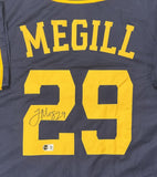TREVOR MEGILL Signed Custom Replica Navy Brewers Jersey AUTO - BAS