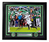 Saquon Barkley Signed Framed 16x20 Eagles Reverse Hurdle Photo PSA/DNA