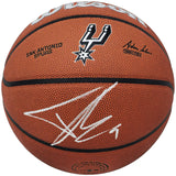 TONY PARKER AUTOGRAPHED AUTHENTIC LEATHER SPURS BASKETBALL SPURS BECKETT 222837