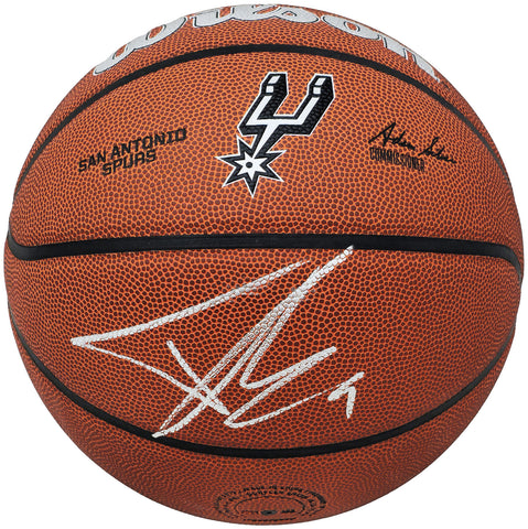 TONY PARKER AUTOGRAPHED AUTHENTIC LEATHER SPURS BASKETBALL SPURS BECKETT 222837