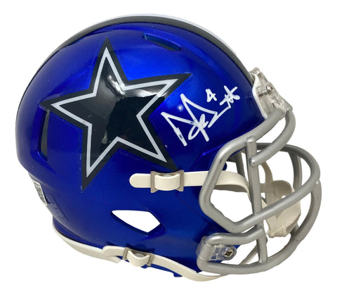 Dak Prescott Signed Dallas Cowboys Flash Mini Speed Helmet BAS