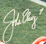 John Elway & Terrell Davis Dual Autographed 8x10 Photos -- LED Shadowbox BAS COA