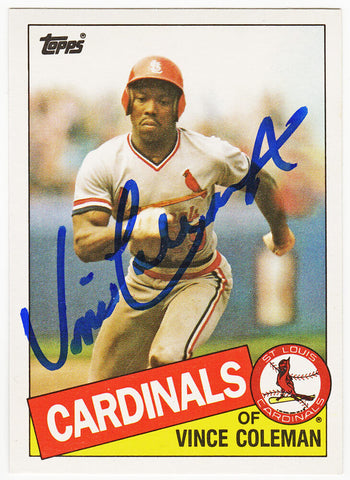 Vince Coleman Signed Cardinals 1985 Topps Traded Rookie Card #24T (SCHWARTZ COA)