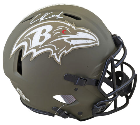 Ravens Ed Reed Signed Salute To Service Full Size Speed Proline Helmet BAS Wit