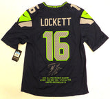Seattle Seahawks Tyler Lockett Autographed Blue Nike Jersey MCS Holo #29740