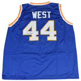 JERRY WEST SIGNED WEST VIRGINIA MOUNTAINEERS #44 BLUE BASKETBALL JERSEY PSA