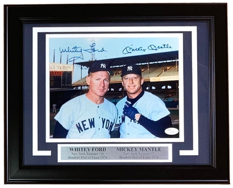 Mickey Mantle Whitey Ford Signed Framed 8x10 New York Yankees Photo JSA LOA