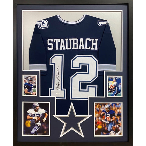Roger Staubach Autographed Signed Framed Dallas Cowboys Jersey JSA