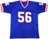 NEW YORK GIANTS LAWRENCE TAYLOR AUTOGRAPHED BLUE JERSEY BECKETT WITNESS 233740