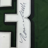 Framed Autographed/Signed Nolan Smith Jr. 35x39 Green Football Jersey JSA COA