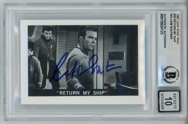 William Shatner Signed 1967 Leaf Star Trek #35 10 auto Card Slab BAS 57110