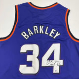Autographed/Signed Charles Barkley Phoenix Purple Basketball Jersey Beckett COA