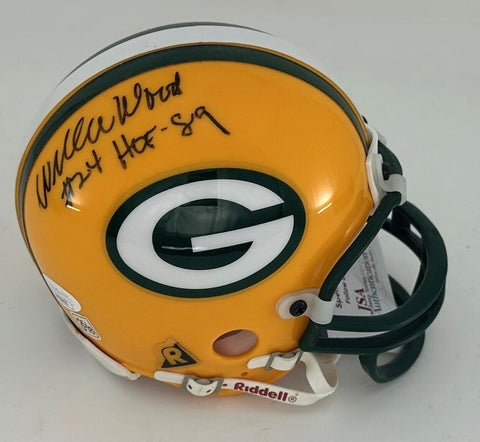 Packers Hall of Famer WILLIE WOOD Signed Mini Helmet #2 AUTO w/ "HOF '89" - JSA