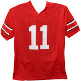 Jaxon Smith-Njigba Autographed/Signed College Style Red Jersey Beckett 43347