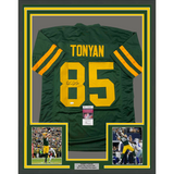 Framed Autographed/Signed Robert Tonyan 33x42 Color Rush Green Jersey JSA COA