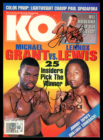 Mayweather Jr., Lewis & Grant Autographed KO Magazine (Smudged) Beckett