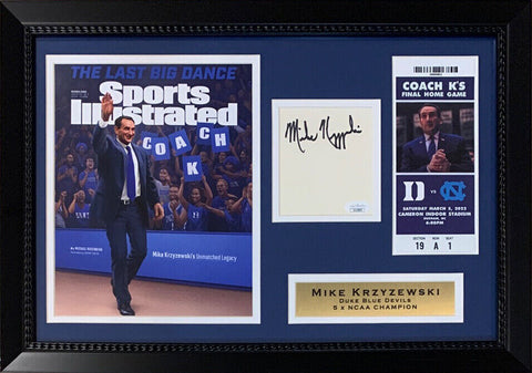 Mike Krzyzewski Coach K Autographed Duke Final Game Signed Photo Framed JSA
