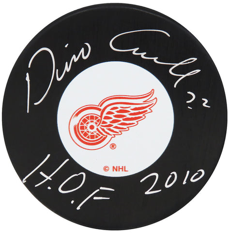 Dino Ciccarelli Signed Detroit Red Wings Logo Hockey Puck w/HOF 2010 - (SS COA)