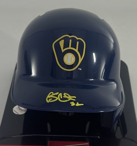 Milwaukee Brewers KYLE HARRISON Signed Rawlings BLUE Mini Helmet AUTO - JSA