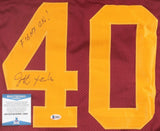 Jeff Fisher Signed USC Trojans Jersey Inscribed "Fight On"(Beckett COA) Bears DB