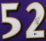 Ray Lewis Signed Baltimore Ravens 35x43 Framed Jersey (Beckett) All Pro L.B.