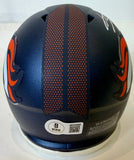 Jahdae Barron Autographed Navy Mini Helmet -- Denver Broncos | BAS COA