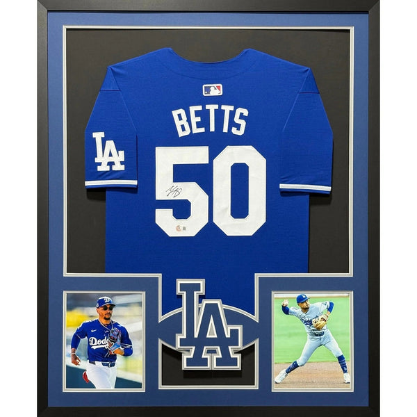 Mookie Betts Autographed Signed Framed L.A. Dodgers 4P Jersey BECKETT