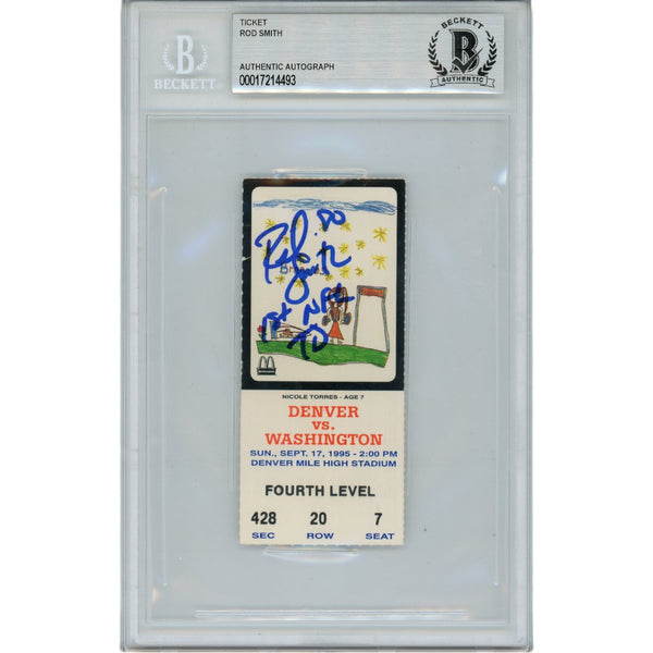 Rod Smith Autographed Denver Broncos 1st NFL TD ticket vs Redskins Beckett 48807