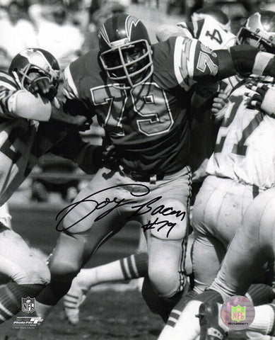Coy Bacon Signed Chargers B&W Action 8x10 Photo - (SCHWARTZ SPORTS COA)