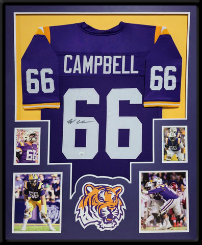 FRAMED LSU TIGERS WILL CAMPBELL AUTOGRAPHED SIGNED JERSEY JSA COA