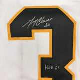 Autographed/Signed GERRY CHEEVERS HOF 85 Boston White Jersey JSA COA Auto
