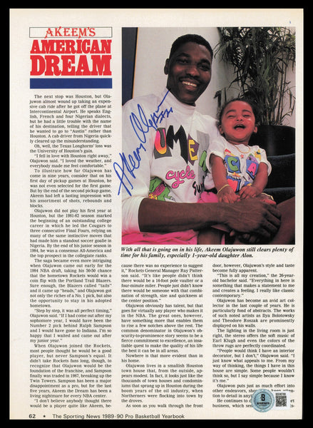Hakeen Olajuwon Autographed 8x11 Magazine Page Photo Rockets Beckett QR #BS36788