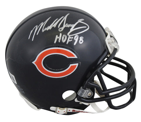 Bears Mike Singletary "HOF 98" Signed VSR4 Rep Mini Helmet BAS #BV01106