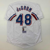 Autographed/Signed Jacob DeGrom Texas White Baseball Jersey JSA COA