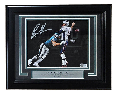 Brandon Graham Signed Framed 8x10 Eagles Brady Strip Sack Photo BAS ITP